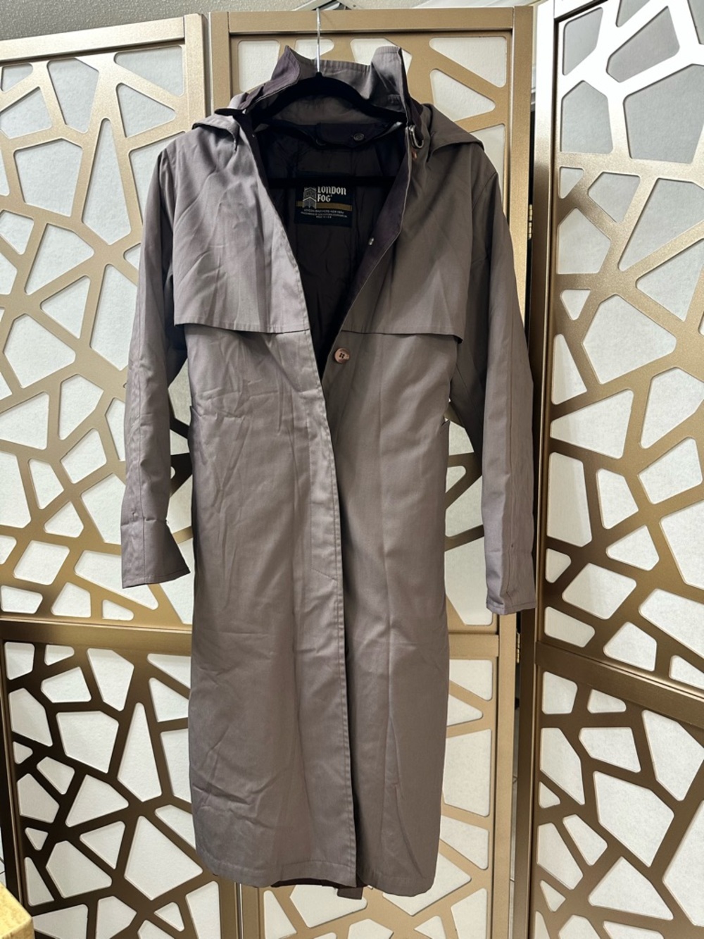 LONDON FOG Women's Long Hooded Trench Coat - purple gray